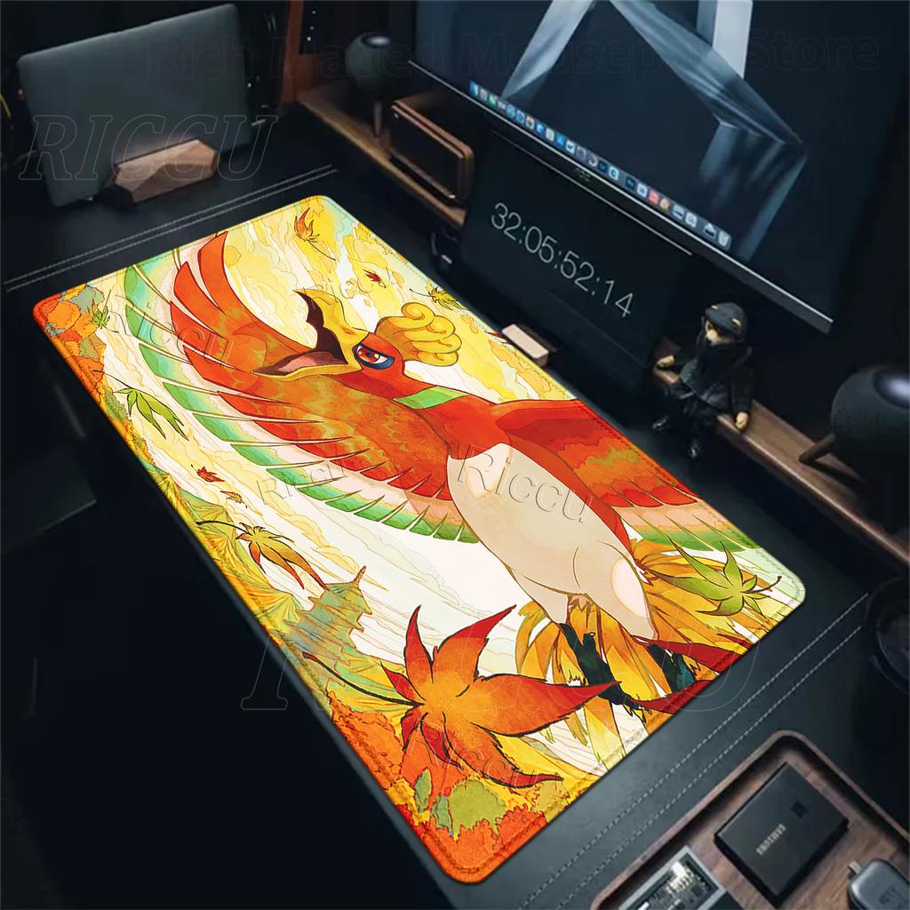 Anime XXL Pokemons Ho-Oh Mouse Pad Gamer Laptop Mousepad Gaming Accessories Office PC Keyboard Lock Edge Mausepad E-sports Mats