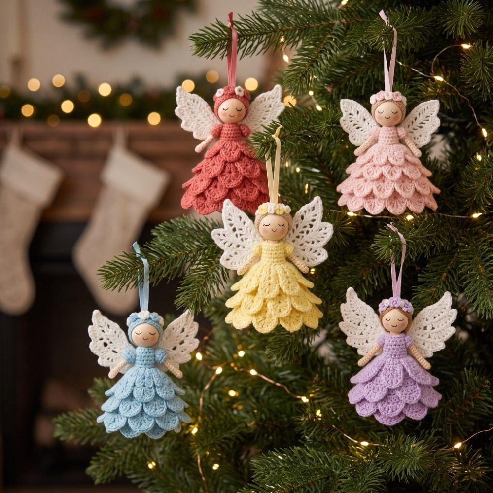 Cute Angel Doll Craft Kit Handmade Knitted Angel Pendant Beginner Friendly