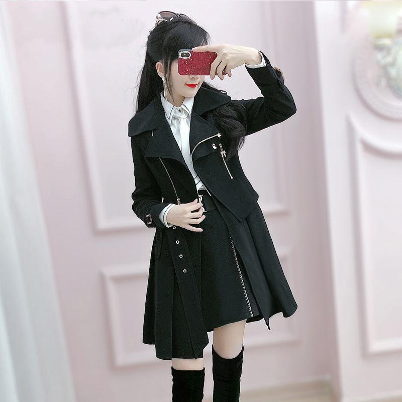 Женский Тренч Весна Осень Зима Ветровка Британское Пальто Тонкий Однотонный Пальто