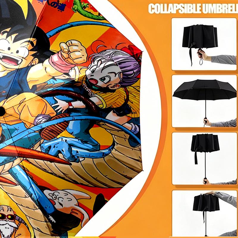 Зонт с принтом DRAGON BALL Автоматическое открытие/закрытие - Портативная складная конструкция - Для ежедневного использования в путешествиях/на природе - Подарок на день рождения