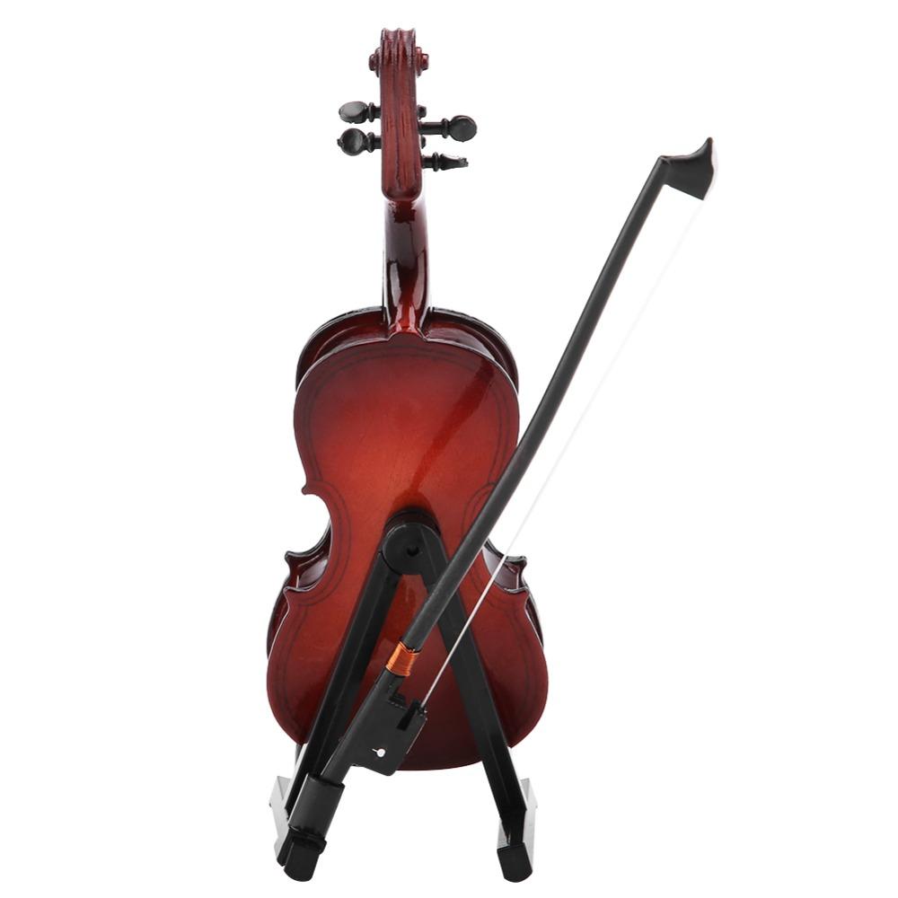 4pcs With Case Wooden Miniature Cello With Stand Violin Replica Office Decor