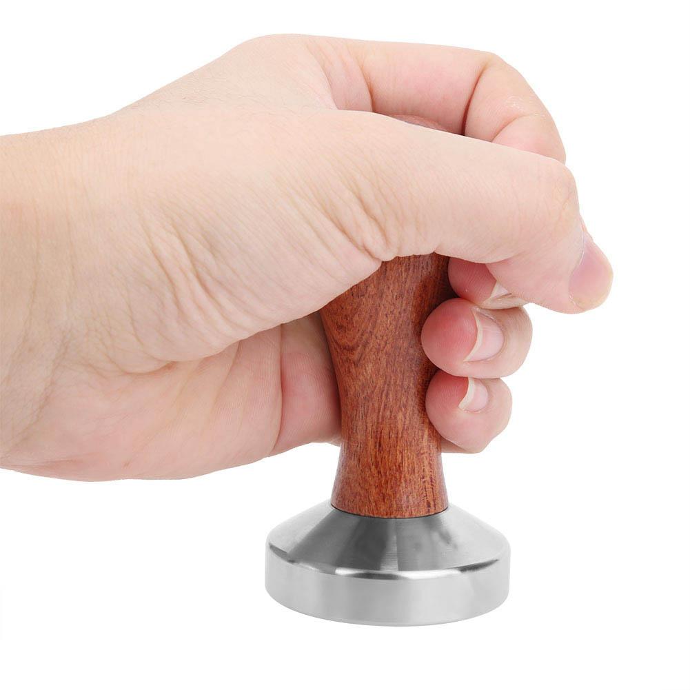 51 мм Темпер для кофе из нержавеющей стали Деревянная ручка Инструмент для прессования кофейного порошка Кухонные принадлежности Плоское дно