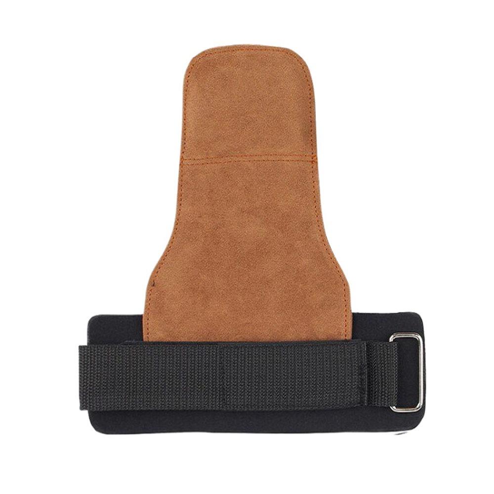 Double Layer PU Leather Gloves Cowhide Palm Anti-Skid Gym Training Gloves Wrist Strap Grip Pads Pull-Up Gloves