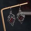 Vintage Hook Chic Engagement Wedding Jewelry Red Agate Earrings Ruby Ear Stud Dangle  Gemstone