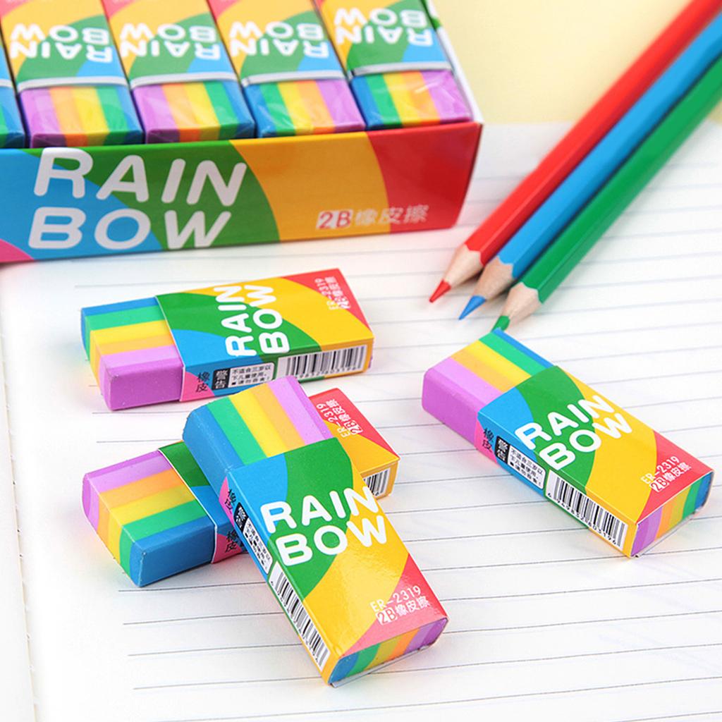 2B Eraser Rainbow Mini Eraser for Children Soft Eraser Soft School Eraser Set Excellent Clean Erasing for School Kid