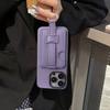 Высококачественный фиолетовый чехол из ТПУ+кожа ПУ для iPhone 11 13 12 14 15 16e Pro Max Модный ремешок на запястье Кольцо-держатель Кошелек Чехол