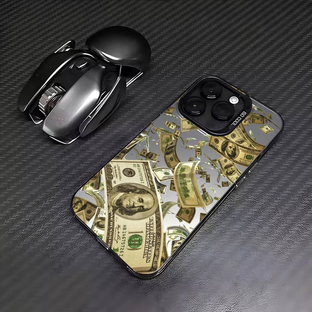 КРУТОЙ M-Деньги 100 Долларов Чехол Для Телефона Для iPhone17,16,15,14,13,12,11 Plus,Pro Max Цветной Посеребренный Внутренняя Крышка