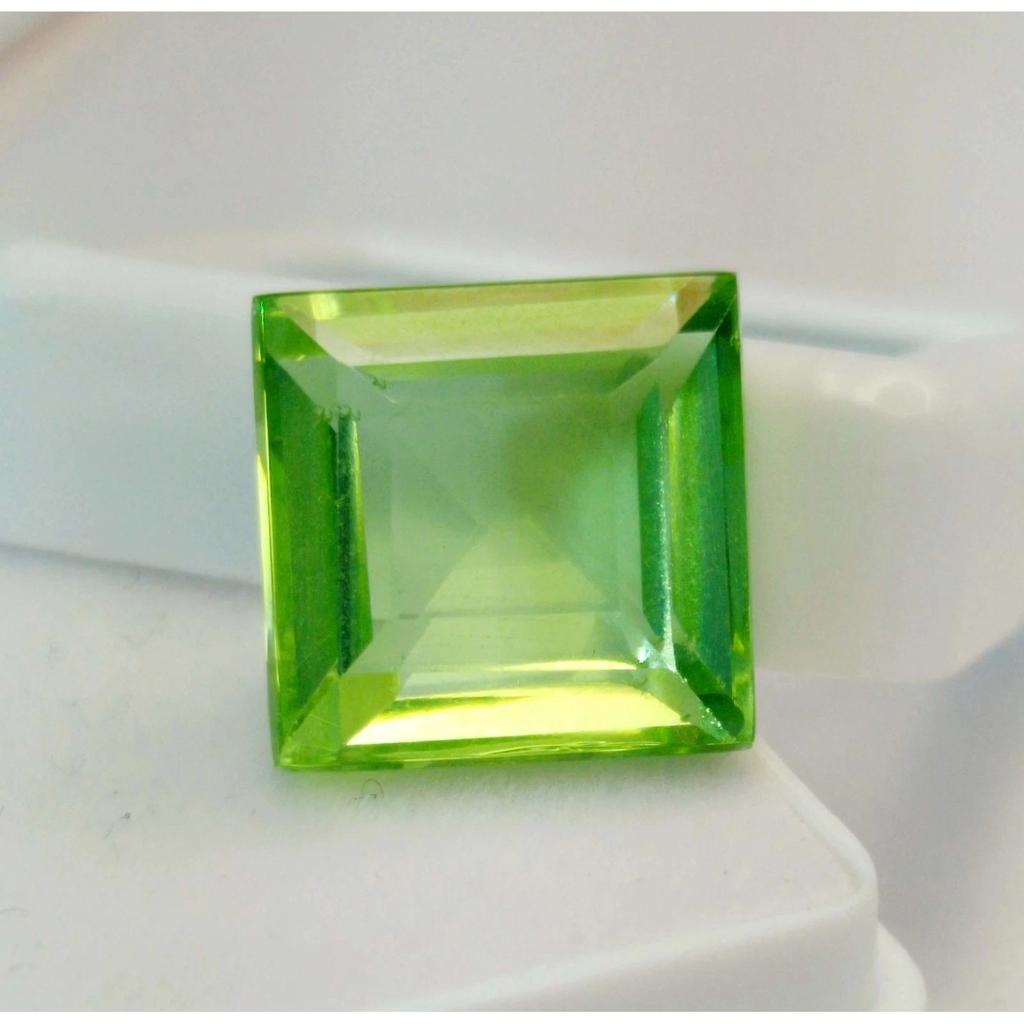 12-14 Ct Natural Green Peridot Princess Cut Fabulous Certified Loose Gemstone