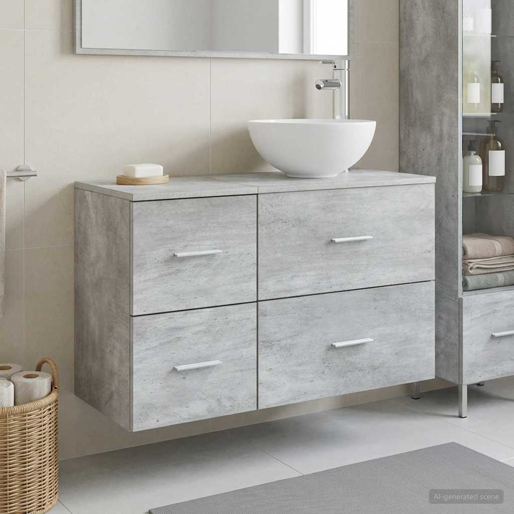 Bathroom Furniture Set 2 pcs Concrete Grey Particleboard