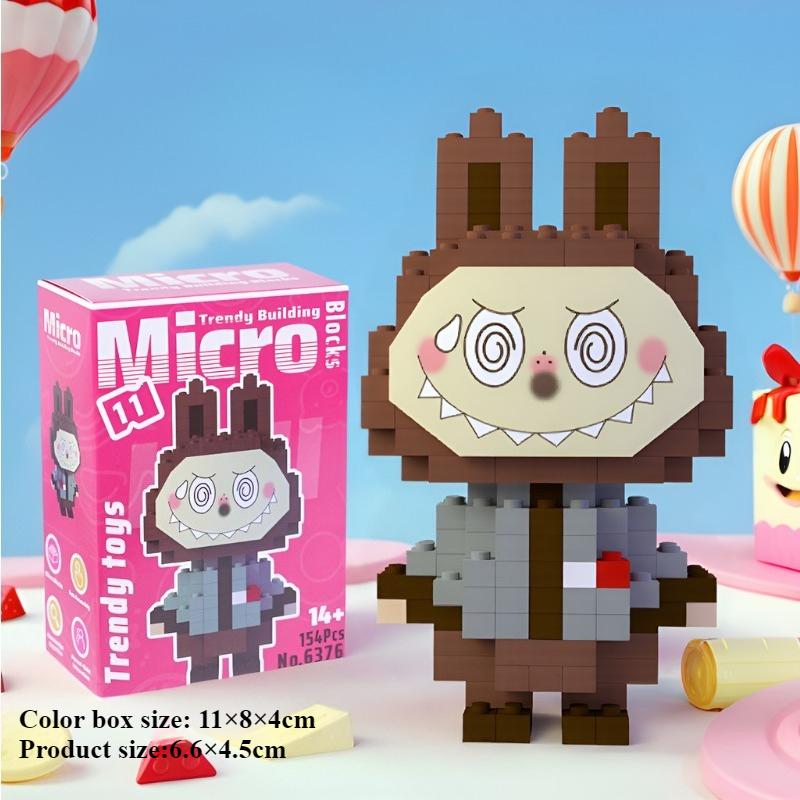 Лабубу мелкий строительный блок, совместимый со строительным блоком Lego, собранный строительный блок Лабубу, детская развивающая игрушка, украшение
