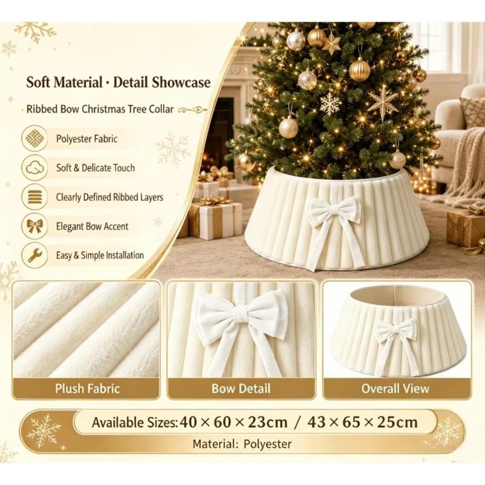 Folding Velvet Christmas Tree Collar With Bowknot Christmas Tree Base Protector Party