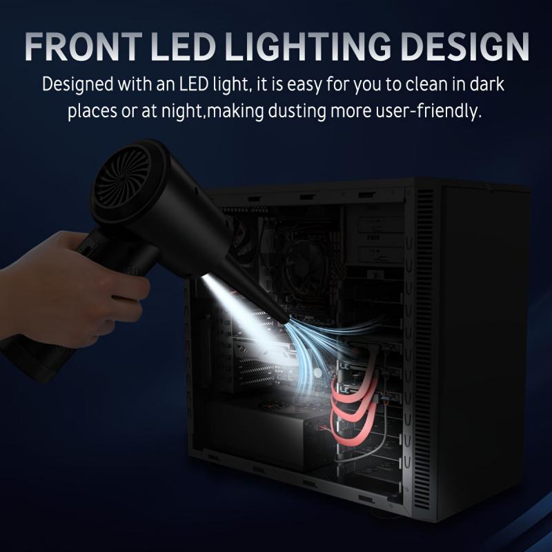 Compressed Air Dust Collector - Mini Hair Dryer - Keyboard Cleaner - 51000Turn/Minutes - Refillable Air Canister - 2000mAhRechar