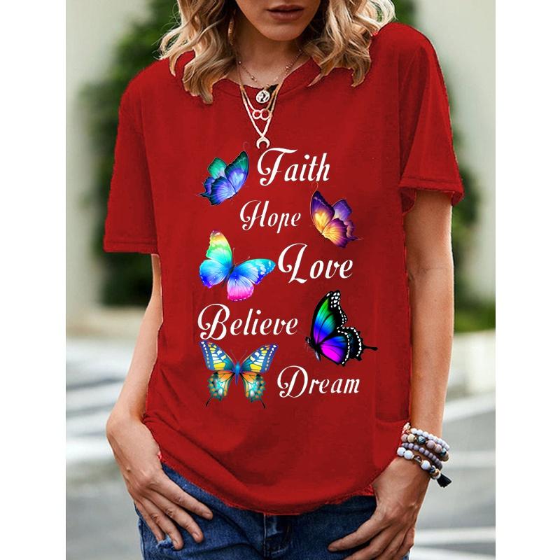 Летняя женская 3D-печать с красочным узором бабочки, свободная футболка с коротким рукавом, большой короткий рукав