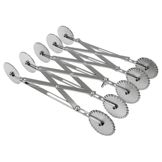 Pizza Hob Stretchable Non-rusting 2 Heads 37748 Wheels Stainless Steel Pastry Cutting