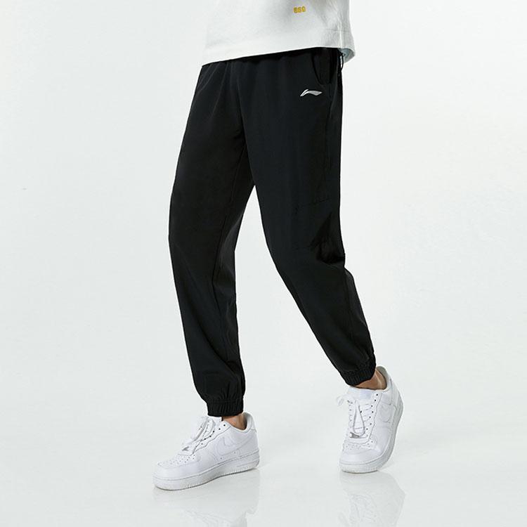 Li Ning Training Series Solid Color Logo Training Jogger Pants Men Bottoms Black AYKR103-4