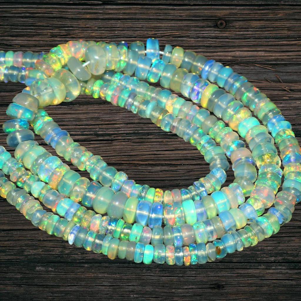 Удивительные блестящие бусины из эфиопского опала, бусины Multi Fire, бусины из натурального полированного опала, гладкие бусины Rondell из эфиопского опала.