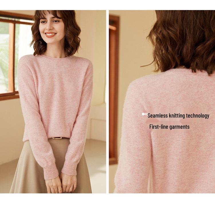 Women's Pure Cashmere Loose Round Neck Sweater - Autumn/Winter 2023 Base Layer Pullover