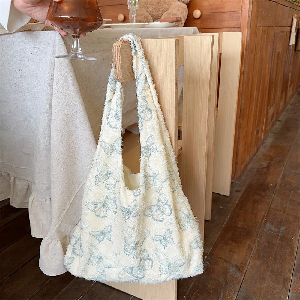 Элегантная холщовая сумка-тоут Mao Yun с кружевной бабочкой - Женская большая весенне-летняя сумка