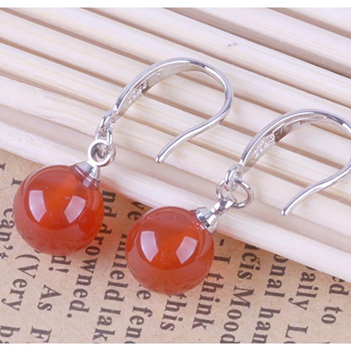 925 Sterling Silver Gold-Plated Red Pendant Earrings, 2 cm