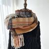 Scarf For Women, Autumn And Winter, High-End Feeling, Imitation Cashmere Plaid Tassel Shawl, Student Thick And Warm Scarf