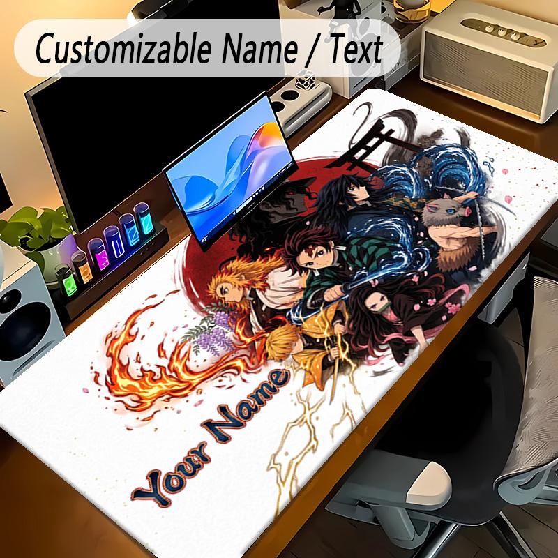 Large Mouse PadDemon Slayer Custom Name Text Personalized Desk Mat Non Slip Gaming Pad