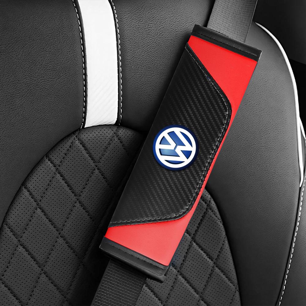 LMN1 Car Interior Carbon Fiber Seat Belt Shoulders Pads Covers Accessories For Volkswagen GTI Golf Polo Passat VW Tiguan Jetta Taigo