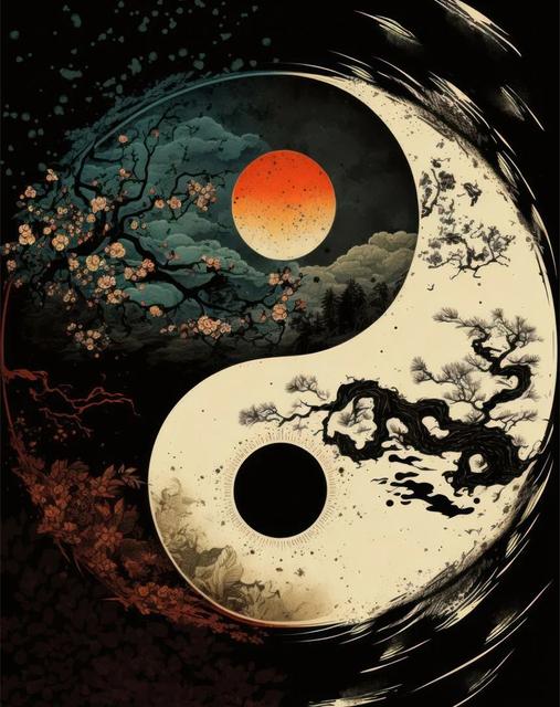 Инь Ян алмазная живопись Тай Чи вишневый цвет пейзажи 5D Алмазная вышивка полная дрель наборы для вышивки крестом животное дерево