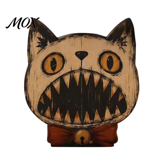 Textured Wood Craft Ornaments Halloween Wooden Ornaments, Distressed Pumpkin/Cat Decorations, Desktop & Wall Premium Solid Art Decors for Autumn