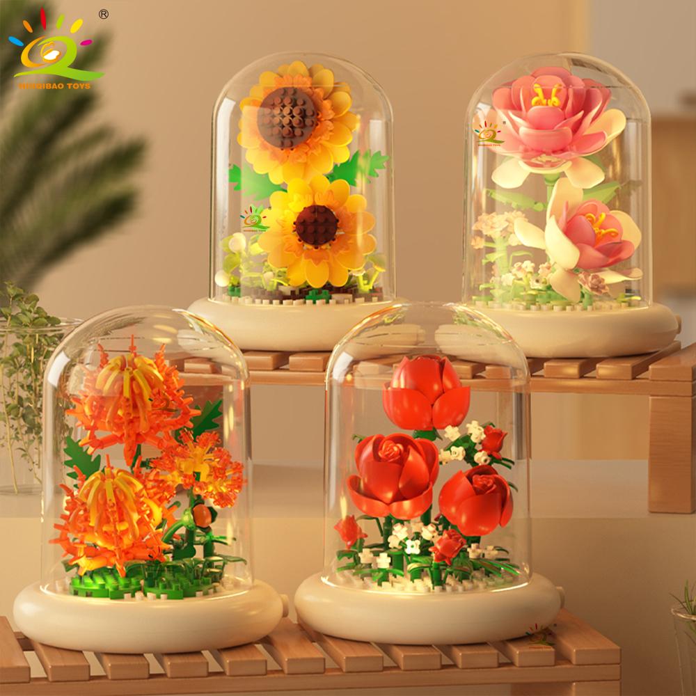 Moc Вечный букет Витрина Микро Строительный Блок Цветок Модель DIY Домашний Настольный Растение Декорация Кирпичная Игрушка Для Детей