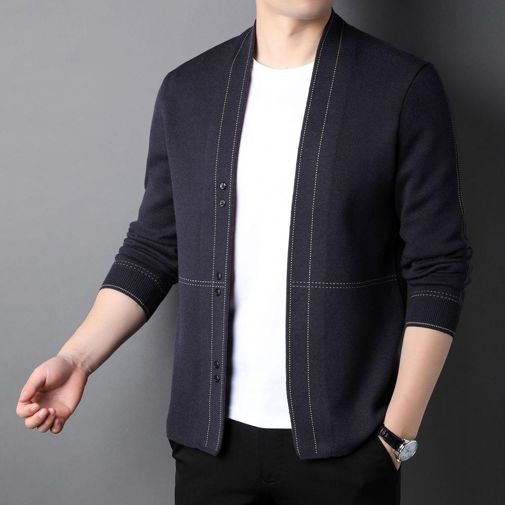 Autumn New Wool Young Men's Sweater Cardigan Wear Korean Version of The Trend Coat with Sweater