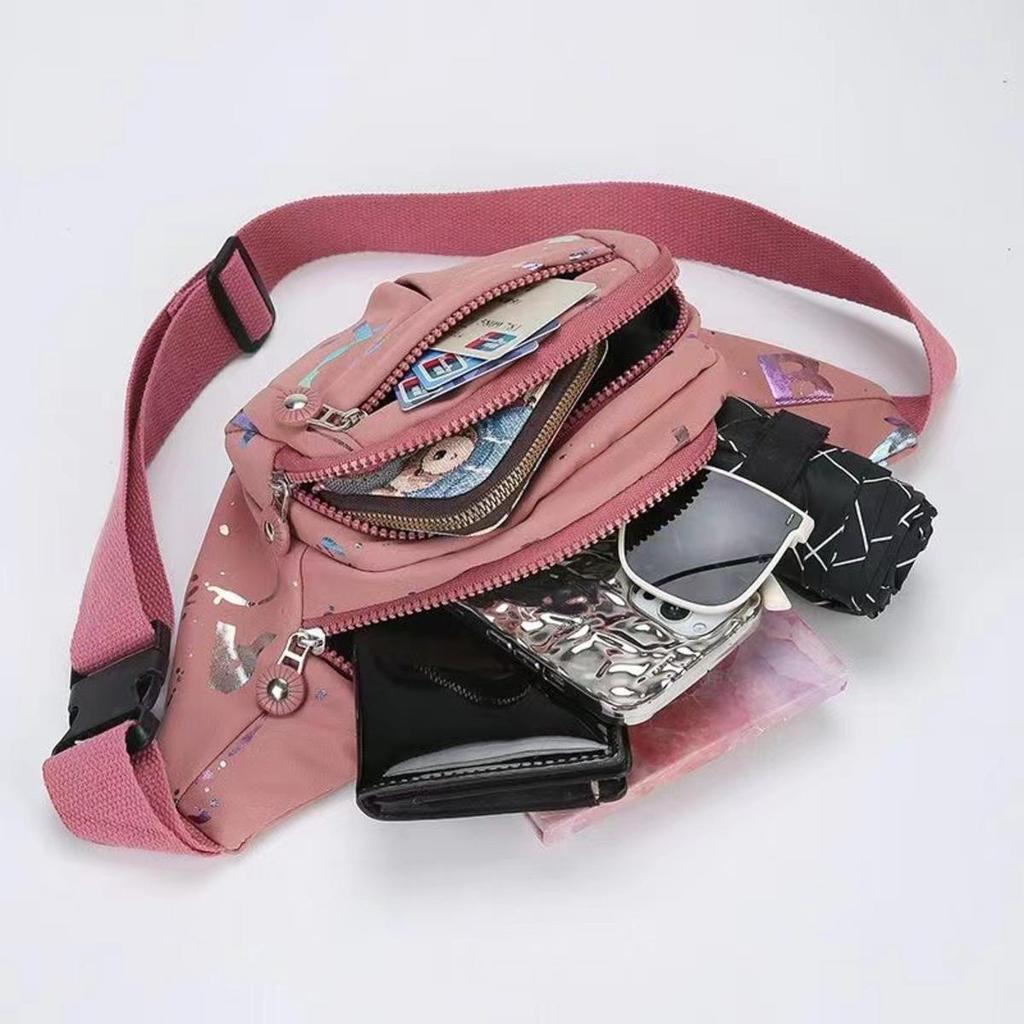 Outdoor Waist Bag Women Casual Fanny Bum Bag Running Jogging Belt Pouch Zipped Mobile Phone Bag Chest Pack Crossbody Purse
