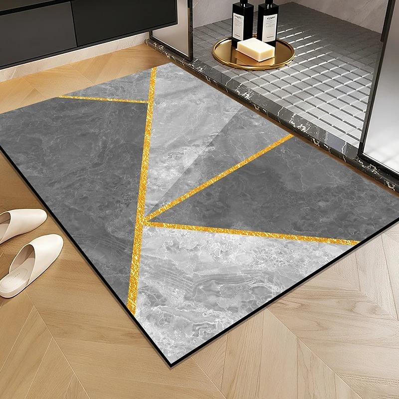 Modern Geometric Bathroom Floor Mat Water Absorbing Slip-Resistant Outdoor Indoor Door Mat Home Decoration Rug