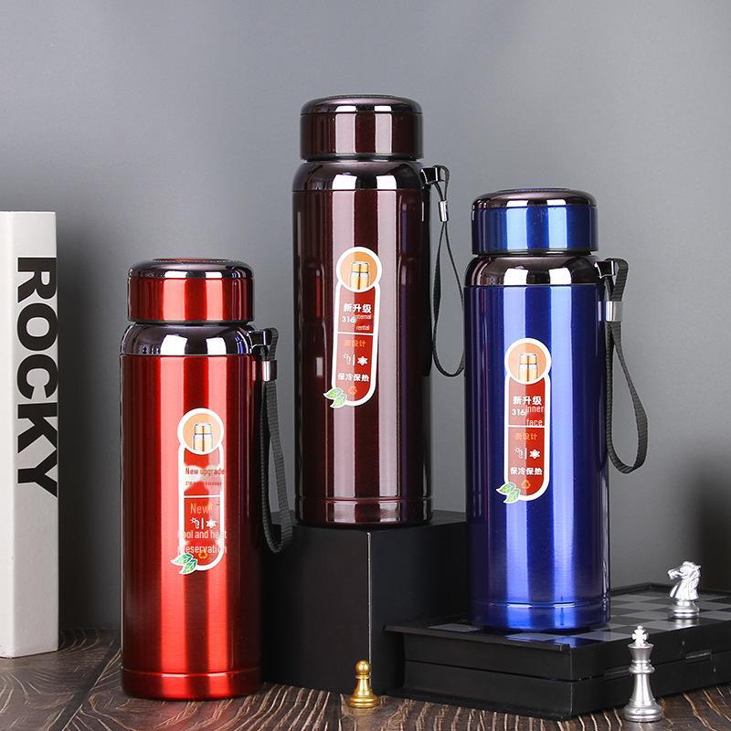 Бутылка для воды спортивная из нержавеющей стали 316 с тросом для переноски - термос большой емкости