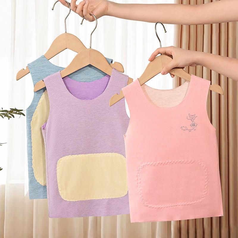 Kids' Cashmere Silk Vest - Warm, Velvet-Lined Base Layer for Boys and Girls In Autumn and Winter