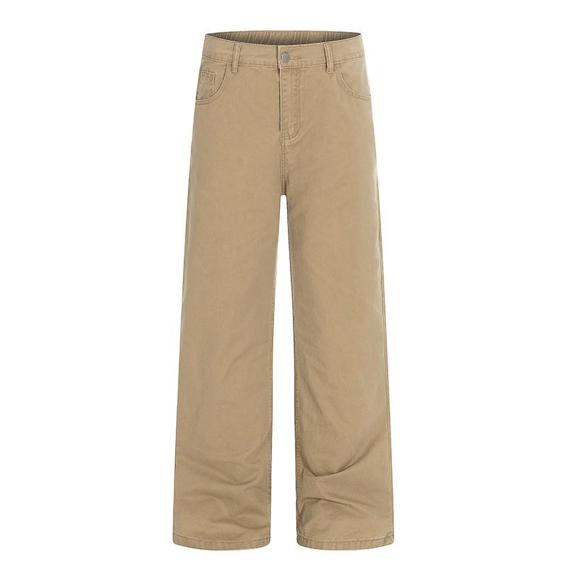 Unisex Cotton Straight Leg Casual Pants In Earth Tones Vintage Style Wear