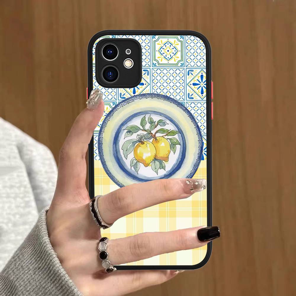 Simple Fresh Lemon Style Phone Case For IPhone 16e 16 15 14 13 12 11 Pro Max X XS MAX Plus Spuerstar Matte Cover