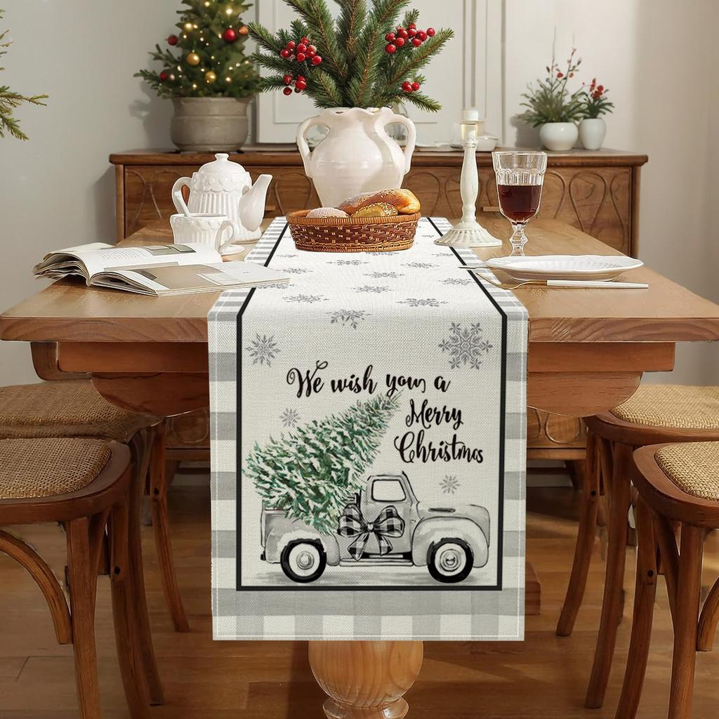 Christmas Printed Table Flag Kitchen Table Festive Decoration Small Tablecloth Linen Table Cloth
