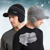 Зимняя бархатная мужская пуловерная шапка с защитой ушей, бейсбольная шапка, уличная холодостойкая теплая вязаная шерстяная шапка