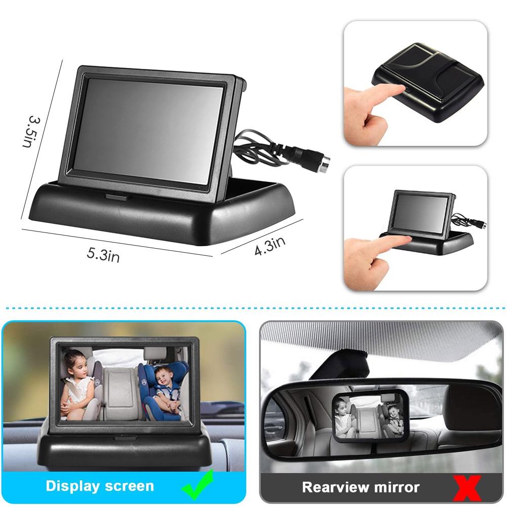 Babi 4.3 inch CCD HD Foldable Car Rear View Night Vision Backup Rearview Camera with Monitor Reversing LCD TFT Display Interior Mirrors6