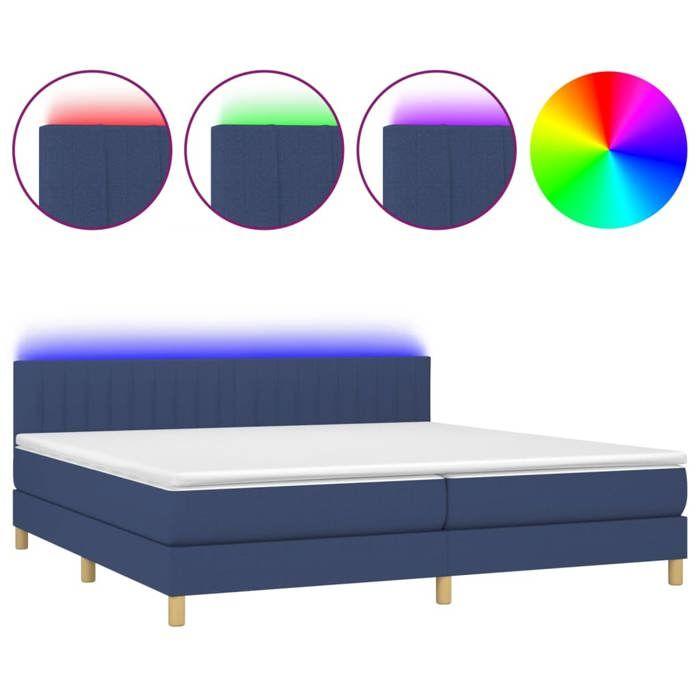 Maison Exclusive - Sommier à lattes de lit et matelas et LED Bleu 200x200 cm Tissu