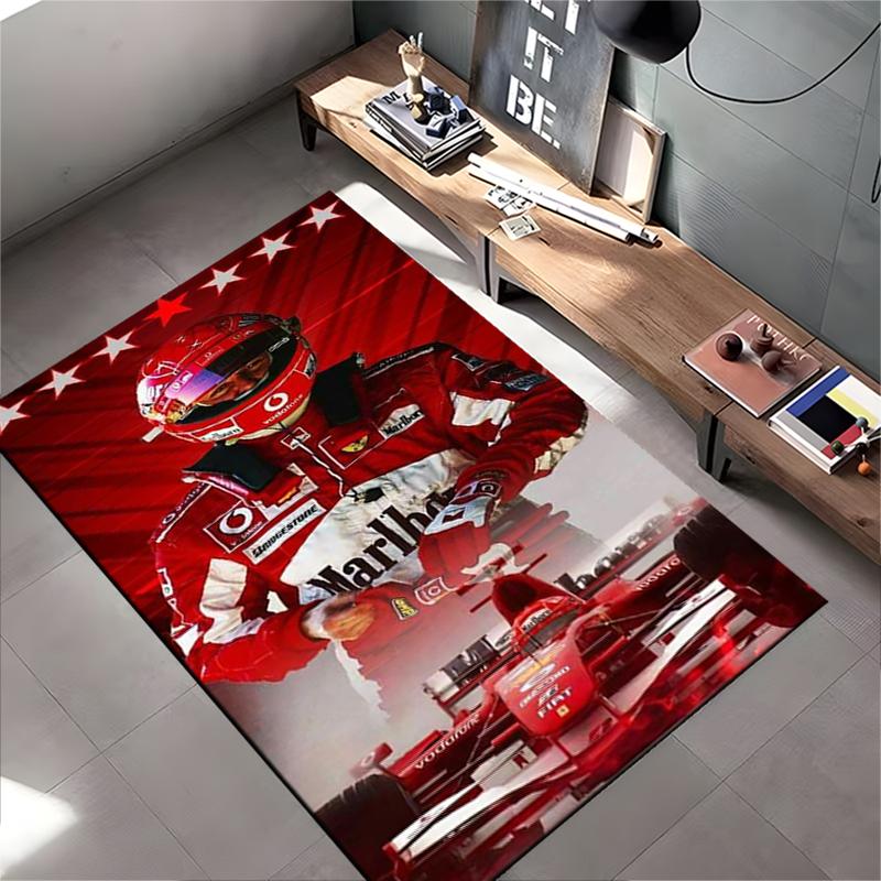 Спортивный ковер, Майкл Шумахер Ferrari F1 Красный шлем Автомобиль Звезды Постер, Декор для фанатской комнаты, Нескользящий коврик