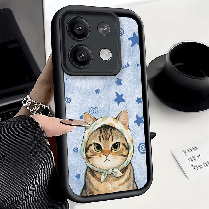 Милый Цветочный Платок Котенка Мягкий Чехол для Телефона для Xiaomi Poco X7 X6 X5 Pro X4 Gt X3 F7 Ultra M8 M7 Redmi 15C 15 14C 13 13C 12 12C