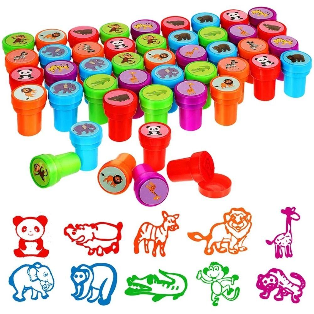10/12/26Pcs Cartoon Children's Self-stamp Set for Children Treasure Box Prize Birthday Party Gift