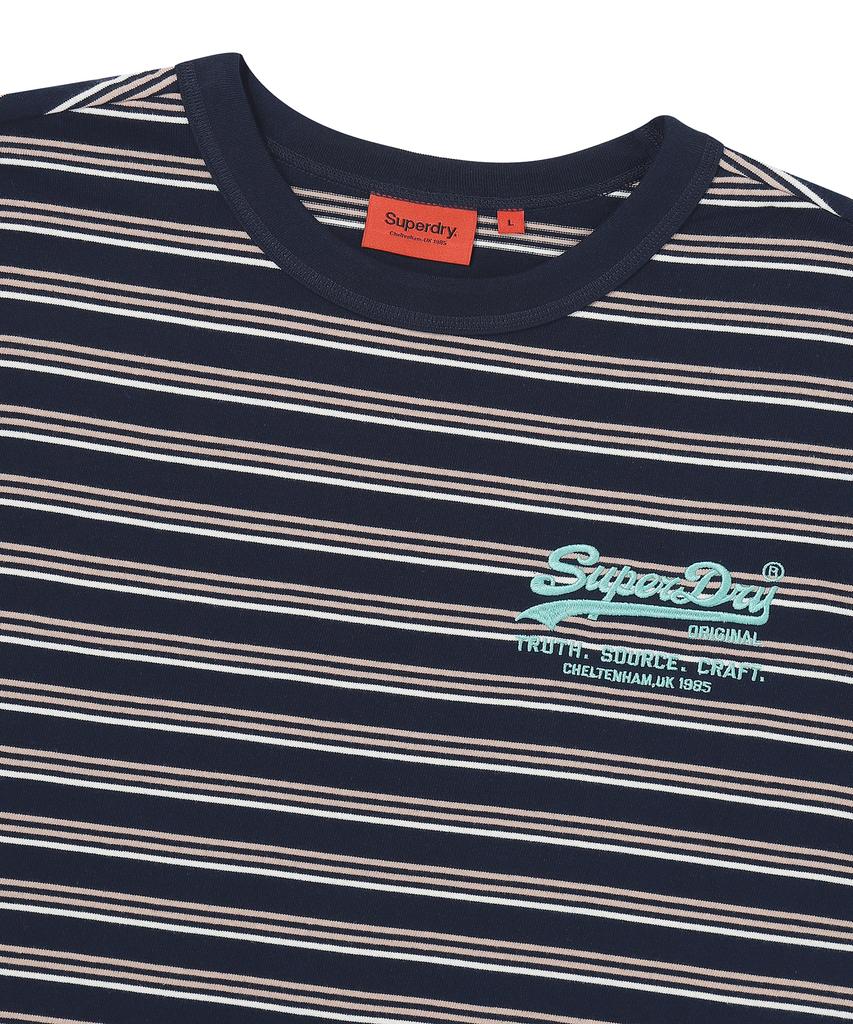 Футболка в полоску с логотипом Syupeodeulai, темно-синяя