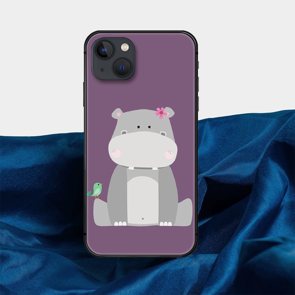 Cartoon Hippo Phone Case For iPhone Samsung Galaxy Redmi Xiaomi Oppo OnePlus Note S A 7 8 9 10 11 12 13 14 20 21 22 23 53 54 Pro Max Plus Ultra