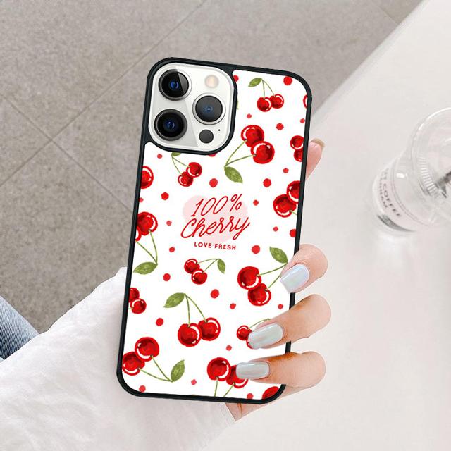 Чехол для телефона с рисунком красной вишни и фруктов Для iPhone 17 Air 15 16 14 13 12 Pro Max 11 Pro Max Plus Coque Shell