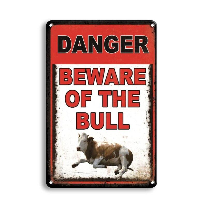 Warning Danger Poster Metal Decor Beware Of The Dog Cat Vintage Tin Sign No Trespassing Farmhouse Wall Decor Family Doorplate