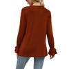 GMXIA Autumn Winter Horn Sleeve Long Sleeve Solid Color T-shirt Top for Women