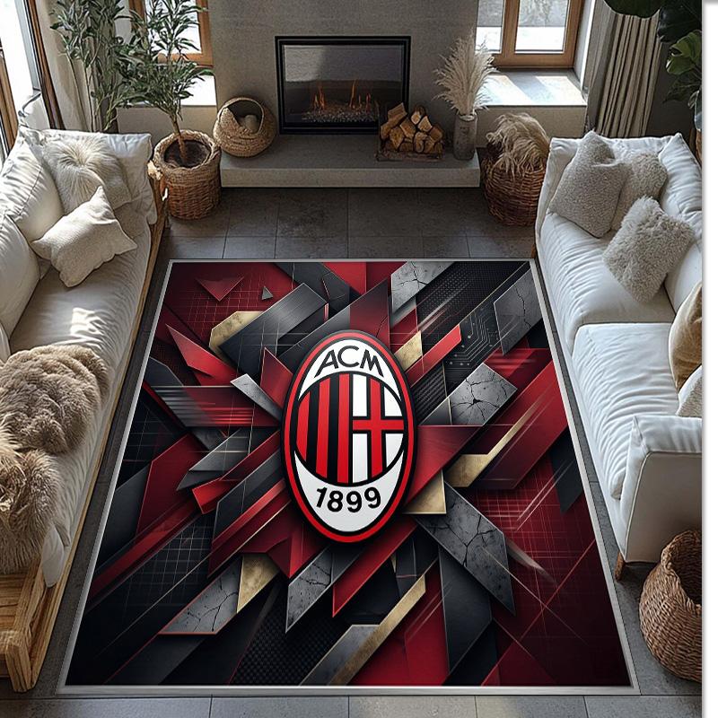 Фланелевый ковер с принтом AC Milan, нескользящий, мягкий, из полиэстера, для пола, декоративный коврик для спальни, гостиной, дивана, игровой комнаты, домашний декор