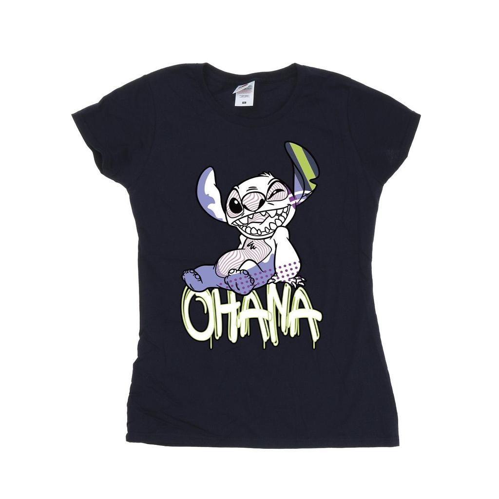 Disney Womens/Ladies Lilo And Stitch Ohana Graffiti Cotton T-Shirt